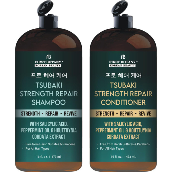 Tsubaki Strength Repair Shampoo & Conditioner for Damaged Hair, 16 fl oz