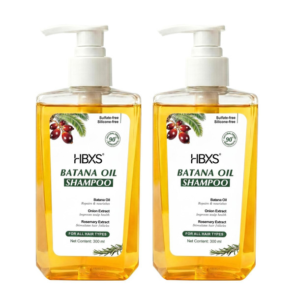HBXS Batana Oil Shampoo for Hair Growth, Infused with Rosemary & Onion Extract, Nourishing Formula for Fuller, Thicker-Looking Hair, Moisturizing Daily Care for Women & Men, Sulfate Free, 10.14 fl oz