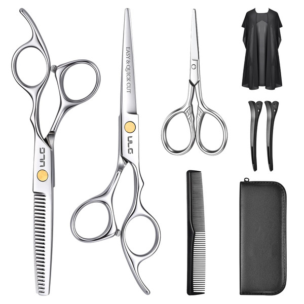 ULG 7 Pcs Hair Cutting Scissors Shears Kits with Eyebrow Scissors