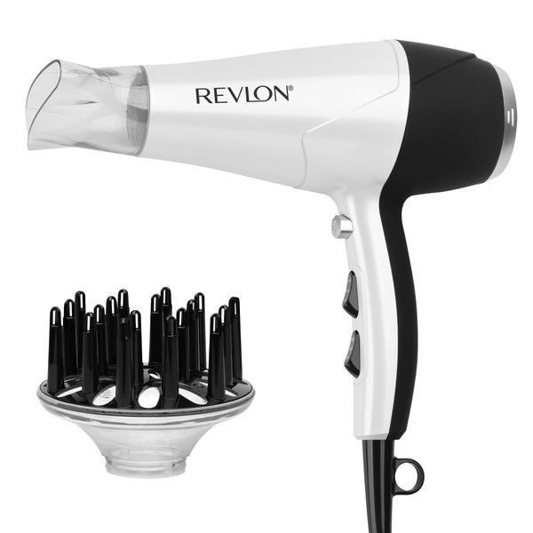 REVLON Volume Booster, Hair Dryer with Curl Enhancing Diffuser, White