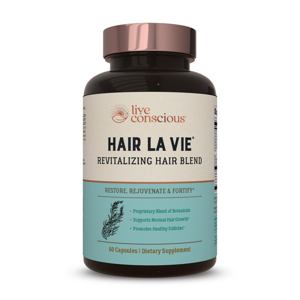 Hair La Vie Live Conscious Revitalizing Blend Hair Growth Vitamins for Women to Support Health of Hair - Supplements w/Biotin, Collagen & Saw Palmetto for Thick, Full Hair - 60 Caps