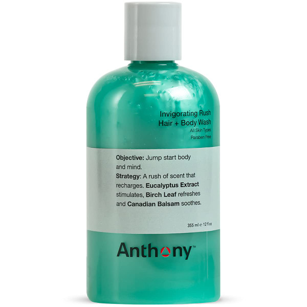 Anthony Invigorating Rush 3 in 1 Shampoo Conditioner Body Wash, 12 Fl Oz