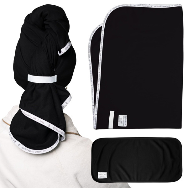 Curlfriend Collective Cotton Cloud T-Shirt Hair Towel Duo, Black to Basics