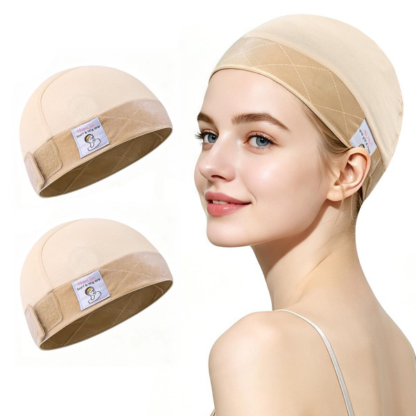 HappClan Velvet Non Slip Wig Grip Cap for Women, Modal Cotton, 2 Pack