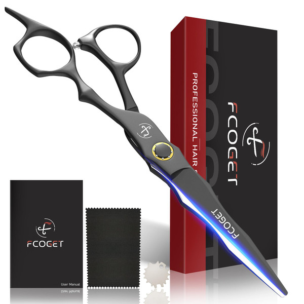 Fcoget Professional Hair Cutting Scissors, High-End Japanese 440C Stainless Steel Hair Cutting Shears with Sharp Edge Blades, 6.8 inch Hair Scissors, Right Hand Scissors for Salon, Home, Pet