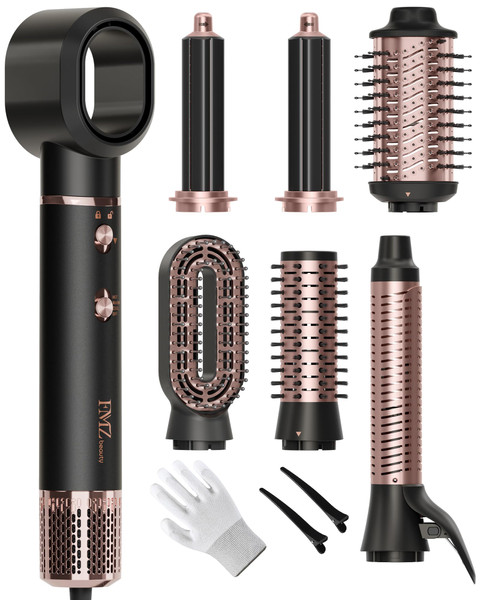FMZ 7-in-1 Air Wrap Hair Styler, Ionic Blow Dryer Brush & Curler