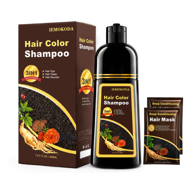 Hair Dye Shampoo, 100% Gray Coverage Hair Color Shampoo (Dark Coffee)