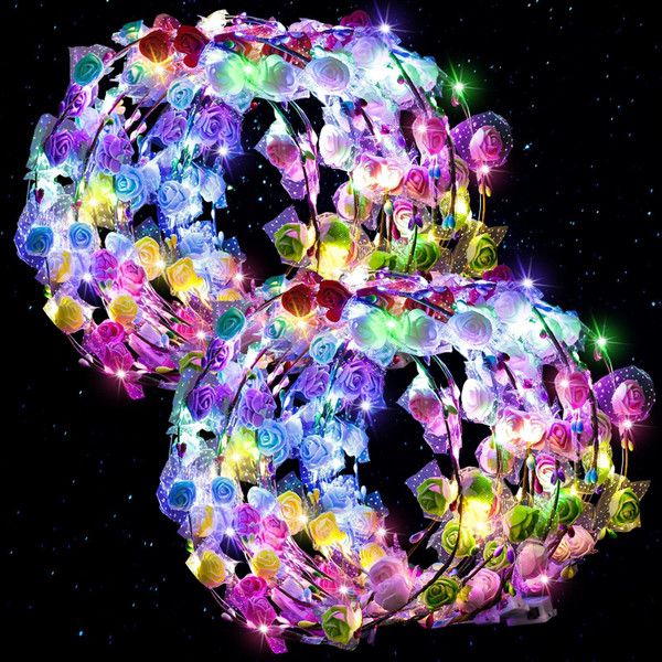 LovesTown 60 PCS Light Up Flower Crown, LED Flower Crowns Headbands