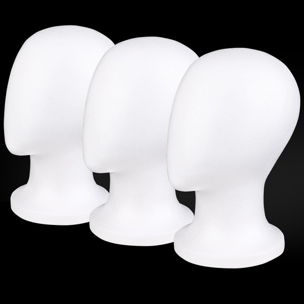 COOKOO Faceless Foam Mannequin Head,Styrofoam Wig Head Stand,3 PCS