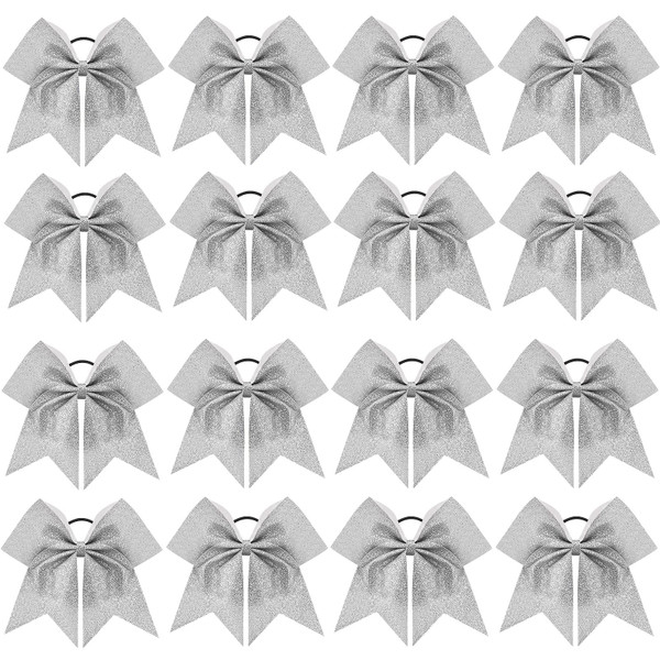 CN 8" Large Glitter Cheer Bows for Cheerleaders with Elastic Hair Ties
