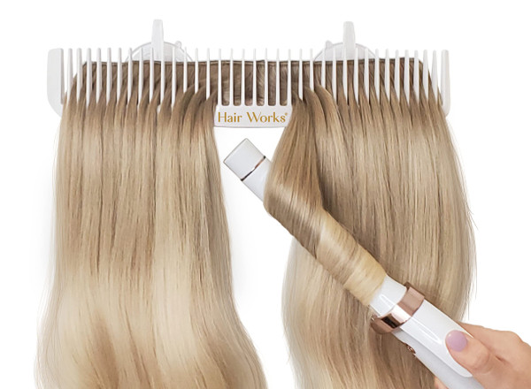 Hair Works ULTRA Hair Extension Holder - Professionally Designed to Hold Extra Wide Wefts including Halos, Hand Tied, Beaded Wefts and Full Bundles While You Wash, Color, Style & Store (White)