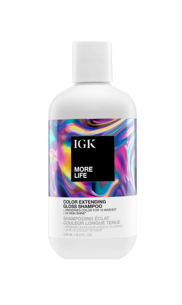 IGK More Life Color Extending Gloss Shampoo for Color-Treated Hair, 8 Oz