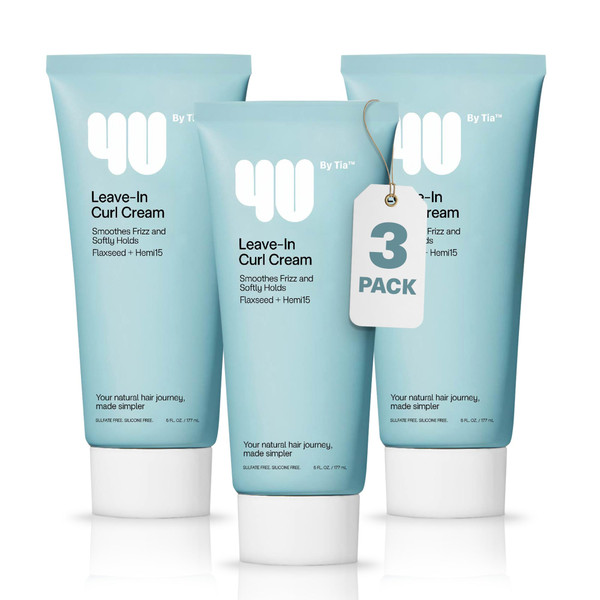 4U by Tia Leave-In Curl Defining Cream, 3A-4C Hair, 3pk