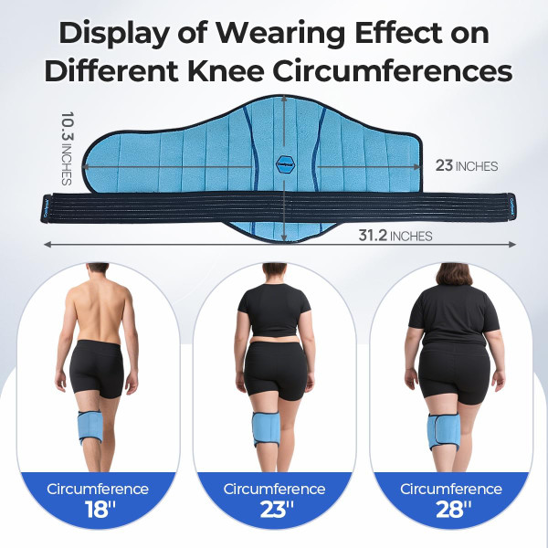 Comfpack Knee Ice Pack Wrap, 2 Hours Long Lasting Coldness Ice & Compression Therapy Flexible Ice Pack for Knee Replacement Surgery, Arthritis Pain, ACL, Swelling, Sports Injuries(23" × 10.3")
