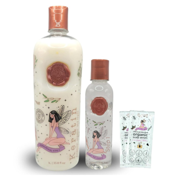 MAIKE AMOUR Keratina Organica 1 LITRO - 12 Aceites Naturales and Aminoacids for shine, softness and nutrition. | Organic Keratin WITHOUT Formol WITHOUT Amoniaco | Keratin to straighten hair.