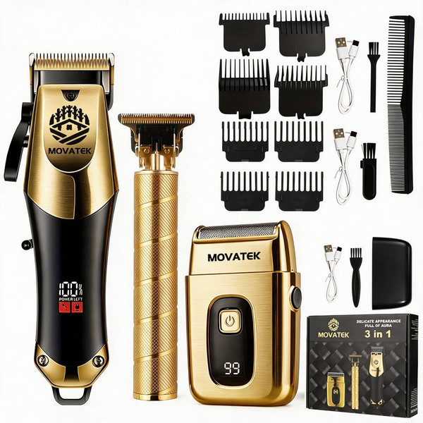 MOVATEK Hair Clippers for Men, Hair Clipper Trimmer with LED Display, Cordless Hair Clipper Shaver Beard Trimmer, Hair Cutting Set, Holiday Gift for Father's Day