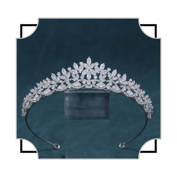 FASNAHOK Silver CZ Wedding Tiaras for Brides Floral Princess Crowns for Women Cubic Zirconia Bridal Headband Girls Sweet 16 Crown Birthday Hair Accessories