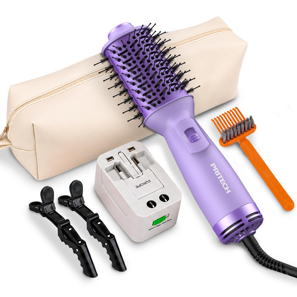PRITECH Auto Dual Voltage Hair Dryer Brush for Travel,Ionic Hair Styler
