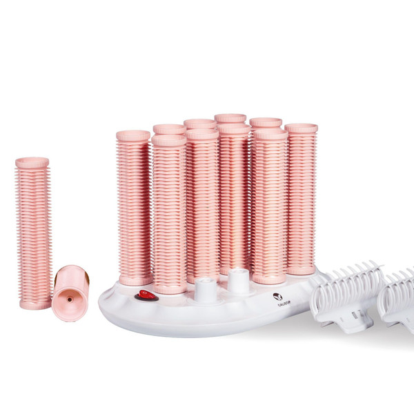 CALISTA Hot Rollers, 12-Piece Long Set with Claw Clips, Pink Sands