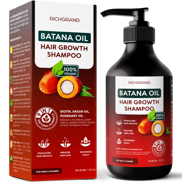 Batana Oil Shampoo for Thinning Hair, Sulfate Free Moisturizing Scalp Care