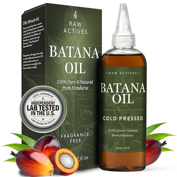 Batana Oil for Hair Growth, Raw & Unrefined, 4 oz, Cold Pressed