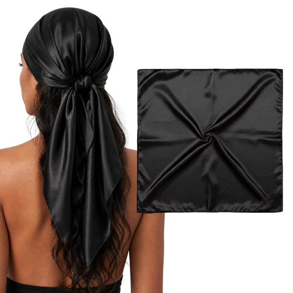 100% Mulberry Silk Large Head Scarf Bandana - 19 Momme Grade 6A, 36" Square