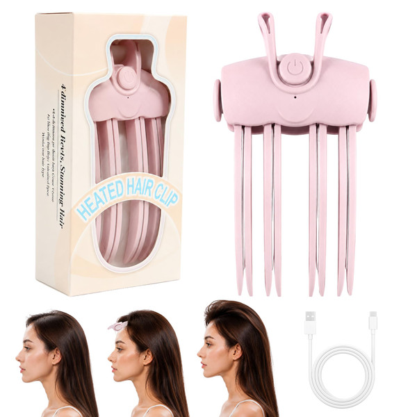 Redane Heated Root Volumizer Hair Clip for Fine Flat Hair, Pink