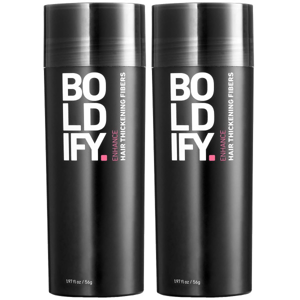 BOLDIFY Hair Fibers for Thinning Hair, for Women & Men, Black 56g x2