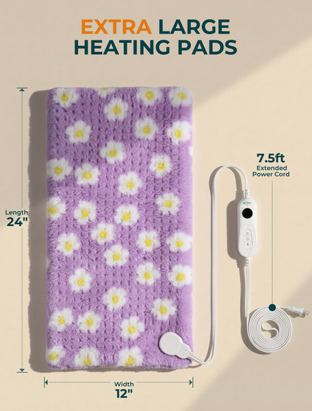 ALLJOY Heating Pad for Back Pain Relief, Super Soft Heating Pad for Period Cramps, FSA Eligible HSA, Birthday Gifts for Women Mom Wife Her, Heating Pad for Back Shoulder Neck Knee, 24" x 12"