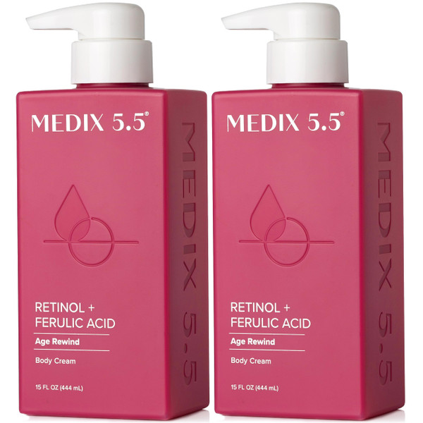 Medix 5.5 Retinol Body Lotion Firming Moisturizer | Crepey Skincare Treatment | Retinol Body Cream | Anti Aging Firming Cream For Women Targets Look Of Crepe Skin, Wrinkles, & Sagging Skin, 2-Pack