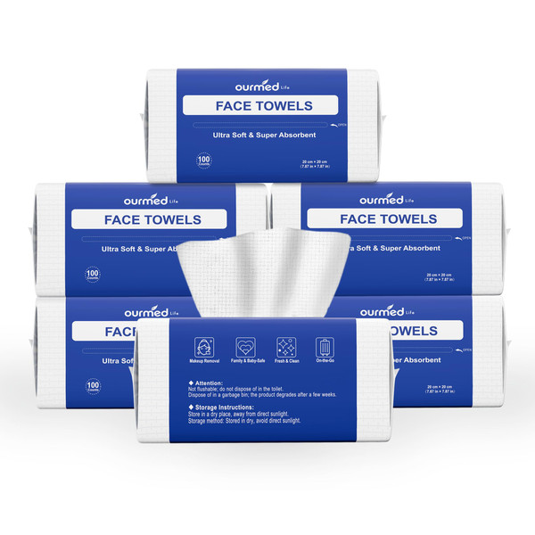 Ourmed Life Face Towels Disposable, Ultra Soft & Absorbent, 600 Count