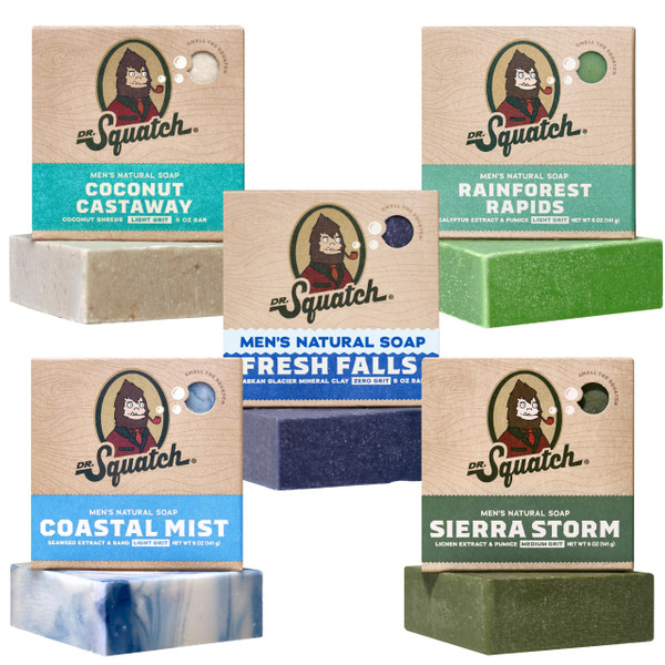 Dr. Squatch Natural Men’s Bar Soap, Body Soap Bar (5oz, 5-Pack)