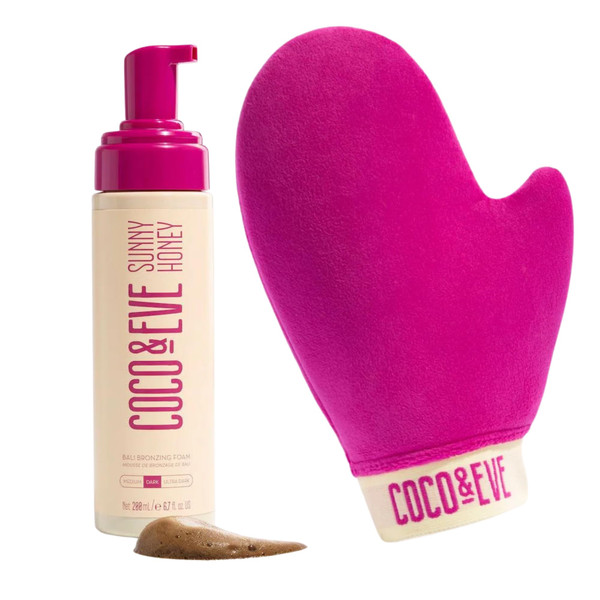 Coco & Eve Self Tanner Mousse Kit - Bronzing Foam, Tanning Mitt - Dark