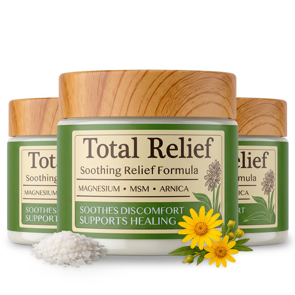 Total Relief - Magnesium Cream - Topical Lotion for Muscles, Joints & Legs - Magnesium Chloride with MSM, Arnica & B6 - Lightweight & Fast-Absorbing - 3.5 oz (Pack of 3)