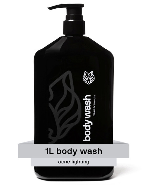 Black Wolf Salicylic Acid Body Wash for Men - Acne Face Wash, 1 Liter