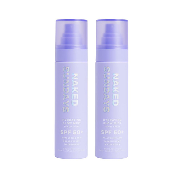 Naked Sundays Hydrating Glow Sunscreen Mist SPF50 Spray, 2pack 75ml
