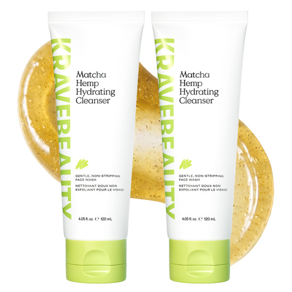 KraveBeauty Matcha Hemp Hydrating Cleanser for Sensitive Skin, 2 x 120 mL