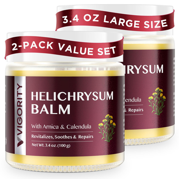 Vigority Helichrysum Balm Soothes & Repairs: Restorative Cream with Arnica & Calendula for Thin, Fragile, Bruised & Aging Skin – Moisturizes & Revitalizes Face & Body – Whipped – 2 Pack/6.8 oz