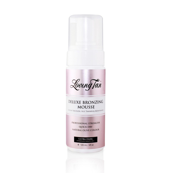 Loving Tan Deluxe Self Tanning Bronzing Mousse, Ultra Dark - Streak Free, Professional Quality Sunless Tanning - Up to 5 Self Tanner Applications per Bottle, Cruelty Free - 4 FL Oz