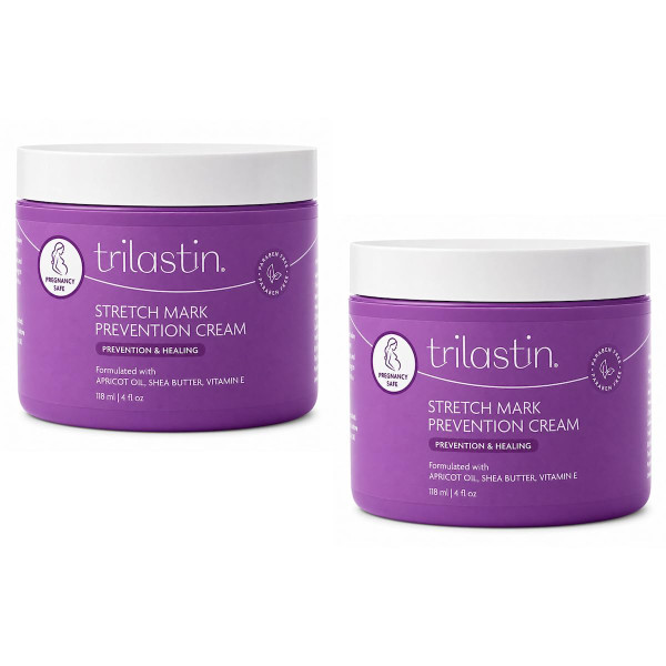 TriLASTIN Stretch Mark Cream for Pregnancy – Hydrating Belly Cream for Pregnant Women- Shea Butter & Vitamin E, Paraben Free, No Added Fragrances - Maternity Body Lotion – 4 oz, 2 Pack