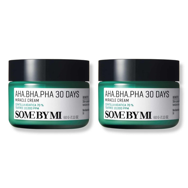 SOME BY MI AHA BHA PHA 30 Days Miracle Cream - Pack of 2 - Mild Refining & Centella Face Moisturizer for All Skin Types - Daily Clarifying Face Cream - Korean Skin Care