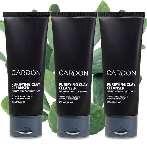 Cardon Purifying Clay Cleanser - Mens Face Wash for Men, 3.4 fl. oz (3 CT)