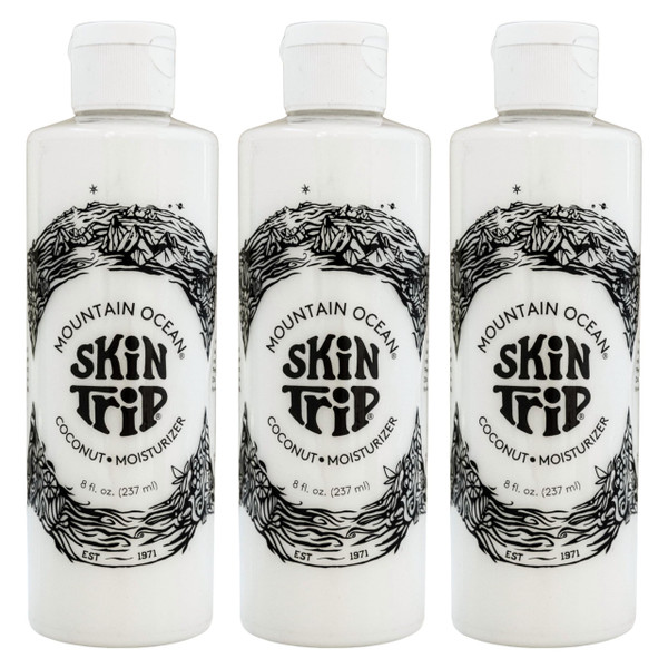 Mountain Ocean The Original Skin Trip Coconut Body Lotion, 8 Oz (Pack of 3), Lightweight, Fast Absorbing Moisturizer, with Coconut Oil, Aloe Vera, & Lanolin (New Look, Same Formula)