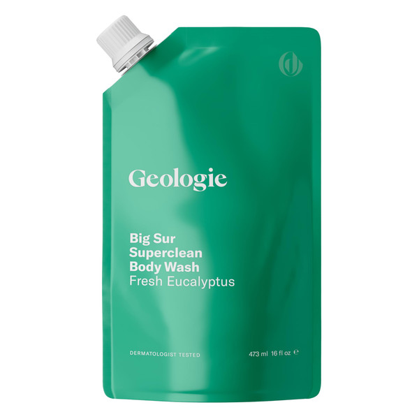 Geologie Big Sur Superclean Body Wash Refill Pack | Fresh Eucalyptus Natural Scent Shower Gel For Men & Women | Eco-Friendly 16 fl oz Refill Pouch 84% Less Plastic