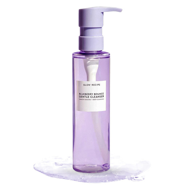Glow Recipe Blueberry Bounce Exfoliating Face Wash - Foaming Facial Cleanser, Makeup Remover & Clarifying Mask - Hydrating Hyaluronic Acid & Gentle AHA for Sensitive Skin - Korean Skincare, 160ml