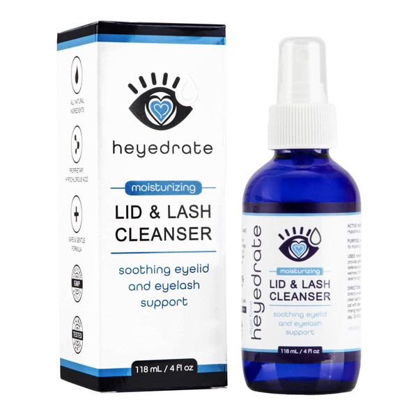 Eye Love Heyedrate Lid and Lash Cleanser, 4 oz Glass Bottle