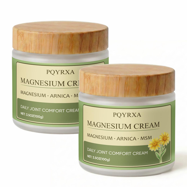 Magnesium Chloride Cream with MSM and Arnica for Hands, Knees, Shoulders & Back, Fast-Absorbing & Non-Greasy Moisturizing Overnight Massage for Daily Comfort (2pcs)