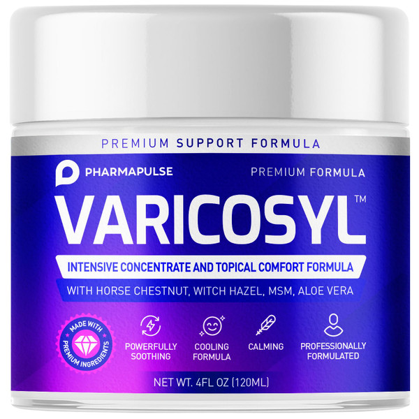 Varicosyl Cream for Legs - Soothing Leg Cream with Horse Chestnut, Arnica, MSM & Menthol - Cooling Formula for Tired Heavy Legs - Non-Greasy, Fast-Absorbing 4oz