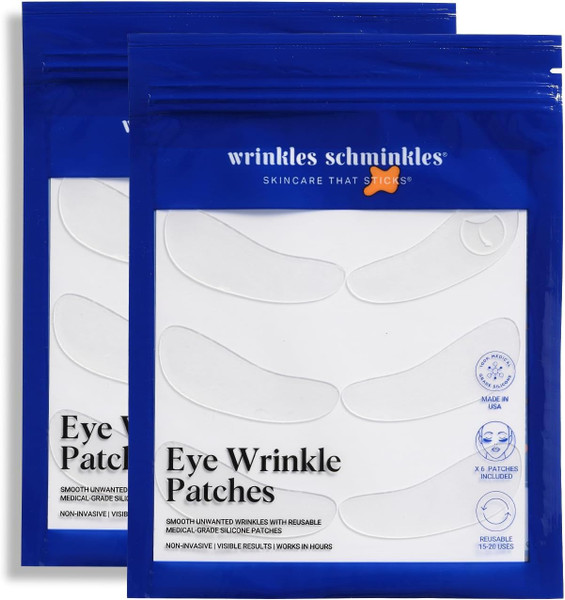 Wrinkles Schminkles Under Eye Wrinkle Patches | Smooth Eye Wrinkles, Crows Feet & Dark Circles Overnight | 6 Pairs Reusable Medical Grade Anti Wrinkle Sleep Silicone Patches