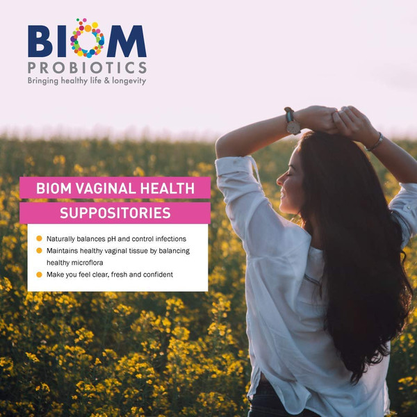 Biom Vaginal Probiotic Suppository: Natural Vaginal pH and Odor Control Regimen; Balance and Nourishes Vaginal Lactobacillus Flora ; No Parabens, Fragrance-Free (15)